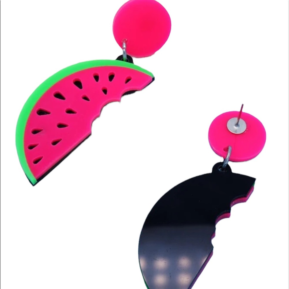•Watermelon Design Drop Earrings• - Picture 3 of 5